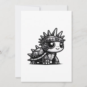 Whimsigoth Cyborg Turtle Vintag Art Design Klasse Feiertagskarte
