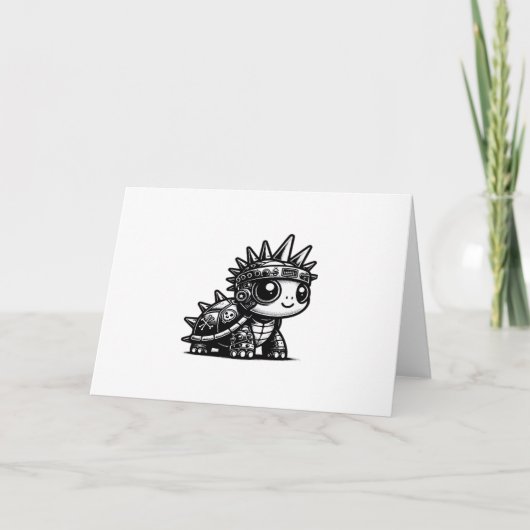 Whimsigoth Cyborg Turtle Vintag Art Design Klasse Karte (Vorderseite)