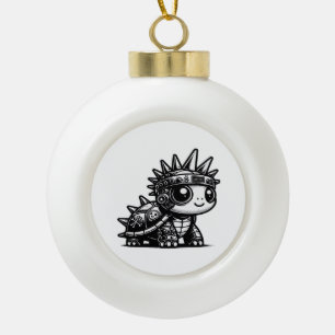 Whimsigoth Cyborg Turtle Vintag Art Design Klasse Keramik Kugel-Ornament