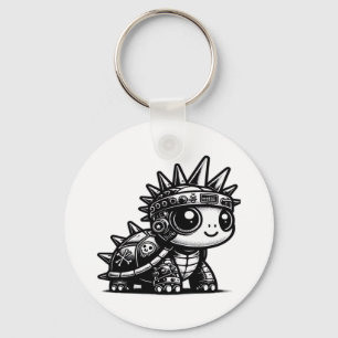 Whimsigoth Cyborg Turtle Vintag Art Design Klasse Schlüsselanhänger