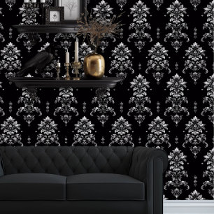 Whimsigoth Detailed Black and Silver Elegant Tapete