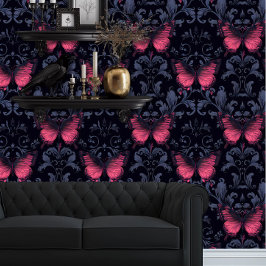 Whimsigoth Elegant Magenta Butterflies Tapete