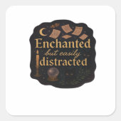 Whimsigoth Fantasy Mystical Forests, Moons & Magic Quadratischer Aufkleber (Vorderseite)