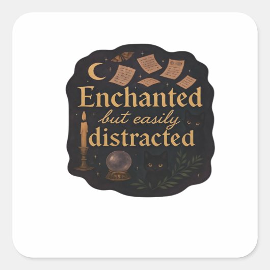 Whimsigoth Fantasy Mystical Forests, Moons & Magic Quadratischer Aufkleber (Vorderseite)