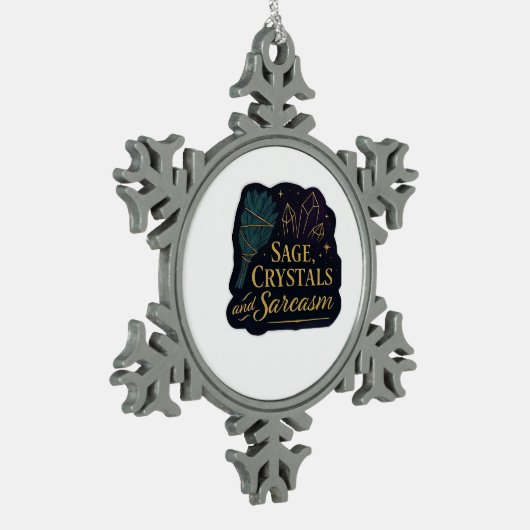 Whimsigoth Fantasy Mystical Forests, Moons & Magic Schneeflocken Zinn-Ornament (Links)