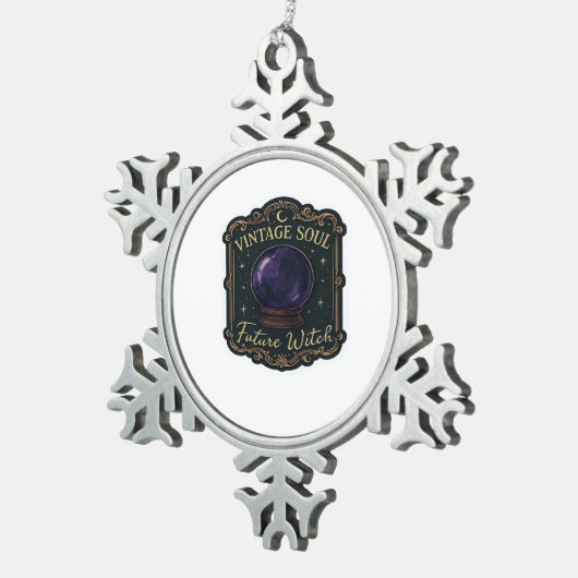 Whimsigoth Fantasy Mystical Forests, Moons & Magic Schneeflocken Zinn-Ornament (Rechts)