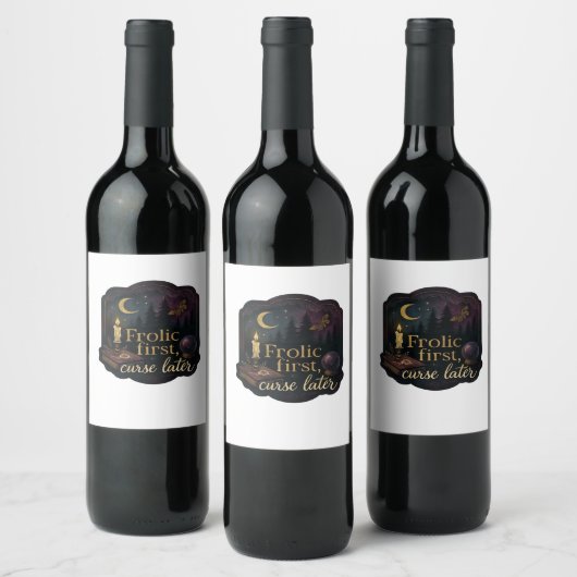 Whimsigoth Fantasy Mystical Forests, Moons & Magic Weinetikett (Flaschen)