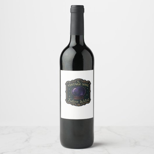 Whimsigoth Fantasy Mystical Forests, Moons & Magic Weinetikett (Vorderseite)