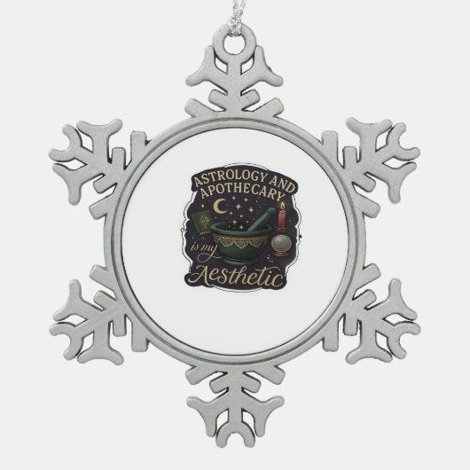 Whimsigoth Fantasy - Mystische Wälder, Monde & Mag Schneeflocken Zinn-Ornament (Vorderseite)