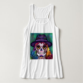Whimsigoth Florale Hippie-Psychedelic-Schädelkunst Tank Top