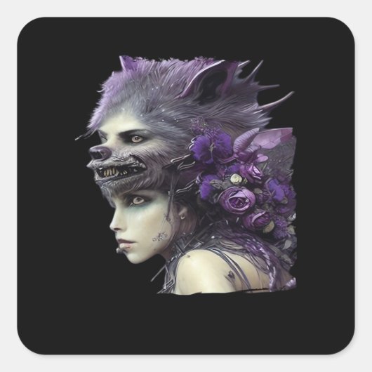 Whimsigoth Funny Design für Halloween Quadratischer Aufkleber (Vorderseite)