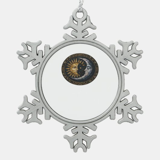 Whimsigoth gestanzter Glasmond und Sun Classic Schneeflocken Zinn-Ornament (Vorderseite)