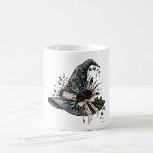 Whimsigoth-Gotik-Hexenhut mit botanischem Thema Kaffeetasse (Mittel)