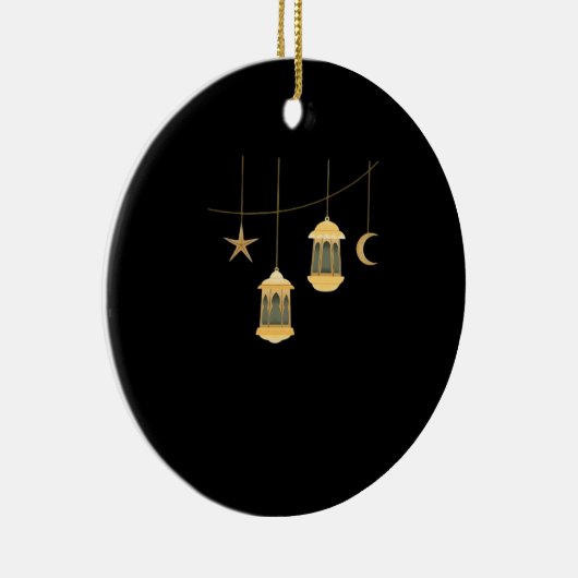 Whimsigoth Lantern Full Moon Night Sky Classic Keramik Ornament (Rechts)