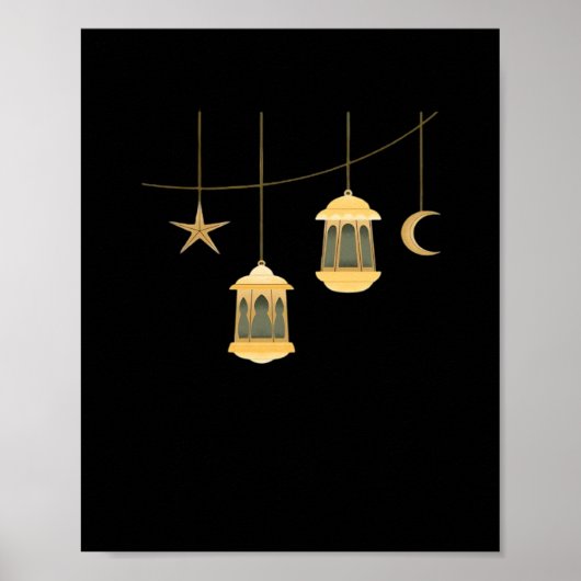 Whimsigoth Lantern Full Moon Night Sky Classic Poster (Vorne)