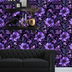 Whimsigoth Large Purple Blumen Tapete