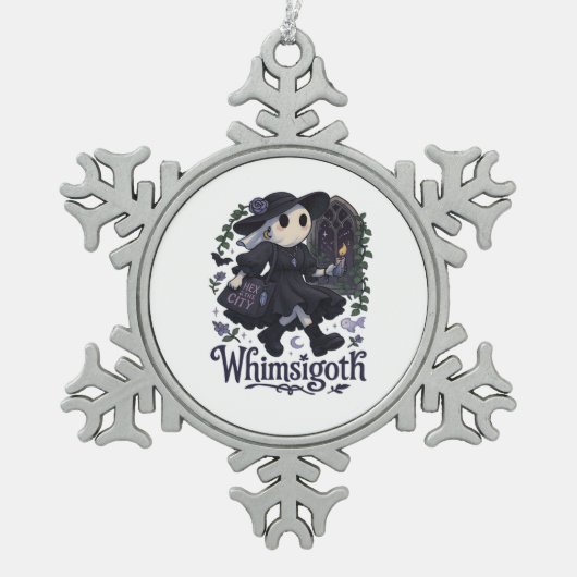 Whimsigoth mit City Classic - Stadtmagie trifft au Schneeflocken Zinn-Ornament (Vorderseite)