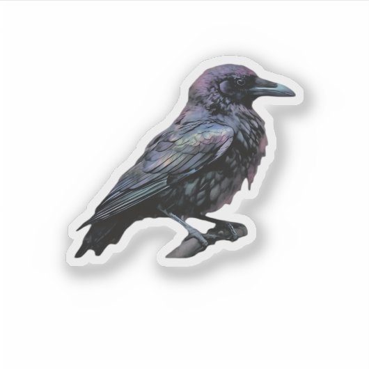 Whimsigoth Moody Floral Grungy Corvus, Raven, Crow Aufkleber (Vorderseite)