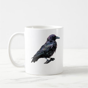 Whimsigoth Moody Floral Grungy Corvus, Raven, Crow Kaffeetasse