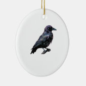 Whimsigoth Moody Floral Grungy Corvus, Raven, Crow Keramik Ornament (Rechts)