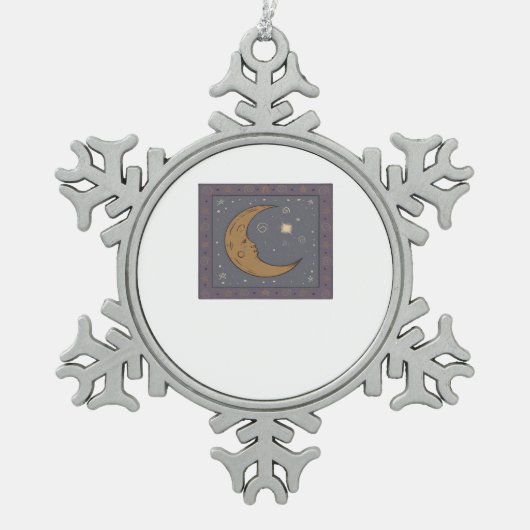 Whimsigoth Moon Classic Schneeflocken Zinn-Ornament (Vorderseite)