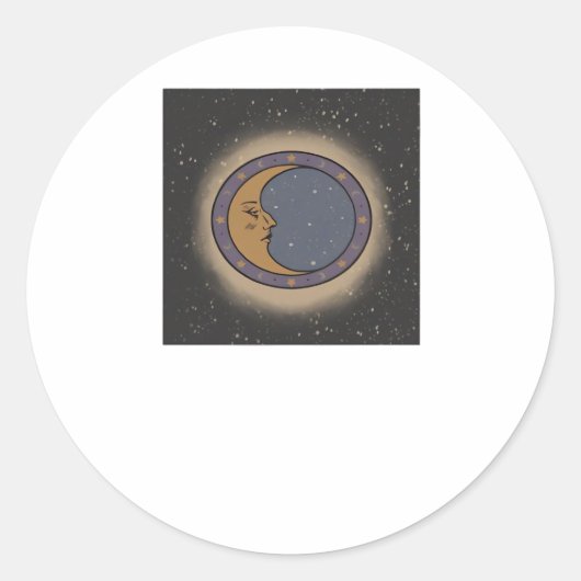 Whimsigoth Moon Print Runder Aufkleber (Vorderseite)