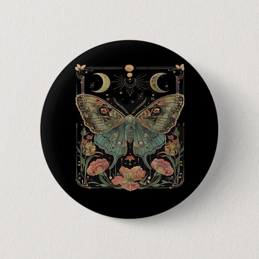Whimsigoth Moth Shirt, Botanischer Butterfly T Shi Button (Vorderseite)