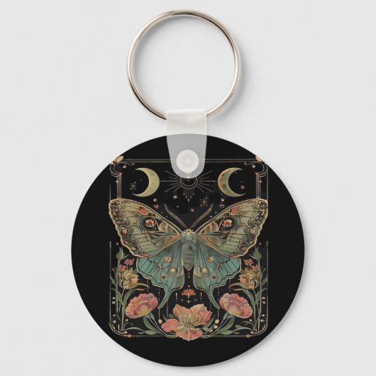 Whimsigoth Moth Shirt, Botanischer Butterfly T Shi Schlüsselanhänger (Vorderseite)