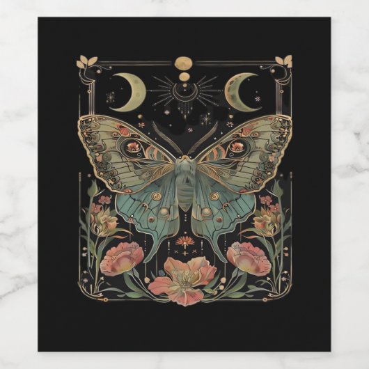 Whimsigoth Moth Shirt, Botanischer Butterfly T Shi Weinetikett (Einzelnes Label)