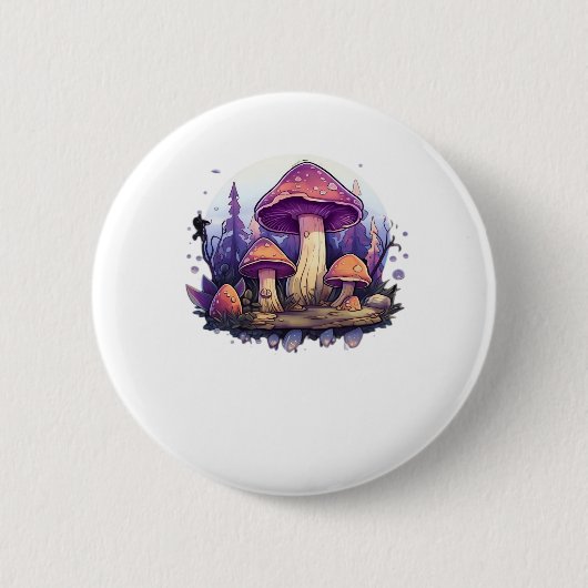 Whimsigoth Mushrooms und Crystals Classic Button (Vorderseite)