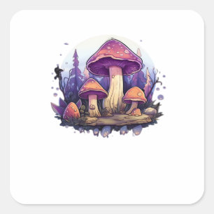 Whimsigoth Mushrooms und Crystals Classic Quadratischer Aufkleber