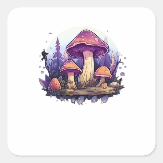 Whimsigoth Mushrooms und Crystals Classic Quadratischer Aufkleber (Vorderseite)