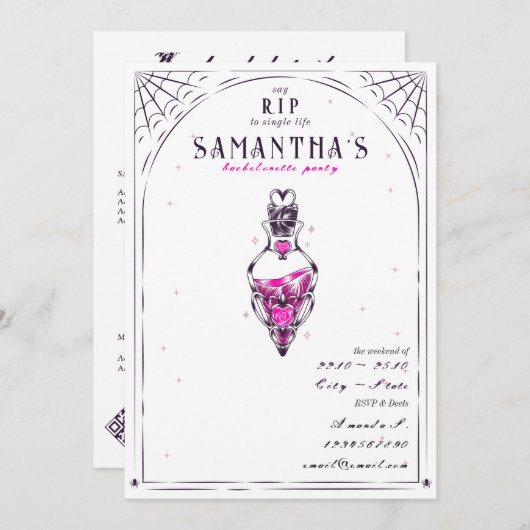 Whimsigoth Mystical Liebe Pop Junggeselinnen-Absch Einladung (Vorne/Hinten)