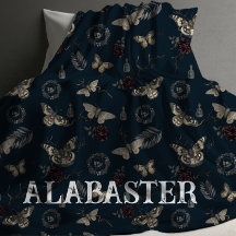 Whimsigoth Navy Personalisiert Baby Moth Blanket