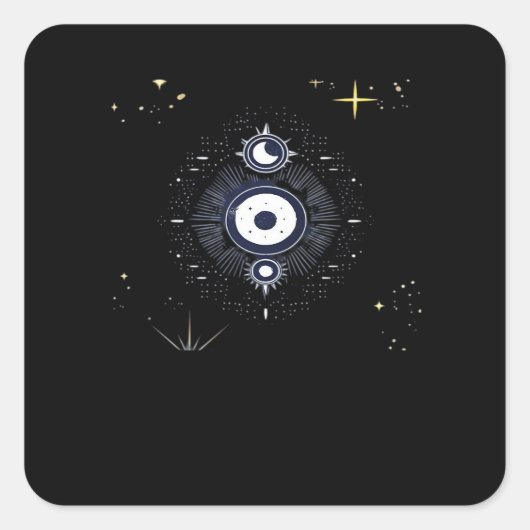 Whimsigoth Night Sky Sun Moon Quadratischer Aufkleber (Vorderseite)