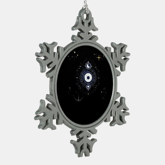 Whimsigoth Night Sky Sun Moon Schneeflocken Zinn-Ornament (Links)