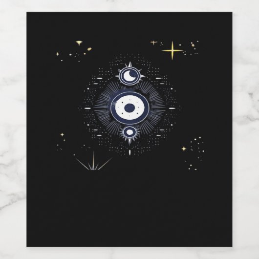 Whimsigoth Night Sky Sun Moon Weinetikett (Einzelnes Label)