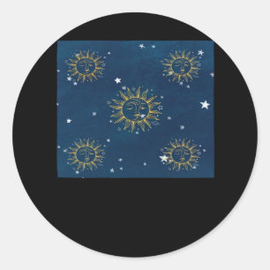 Whimsigoth Night Sky Sun Moon Witchy Classic Desig Runder Aufkleber