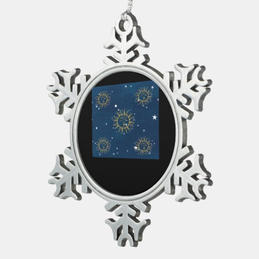 Whimsigoth Night Sky Sun Moon Witchy Classic Desig Schneeflocken Zinn-Ornament (Rechts)