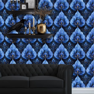 Whimsigoth Peacock Feather Inspiriert Blue Tapete