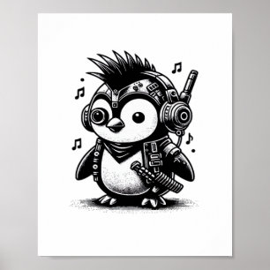 Whimsigoth Punkrock Weidcore Pinguin Vintage Kunst Poster