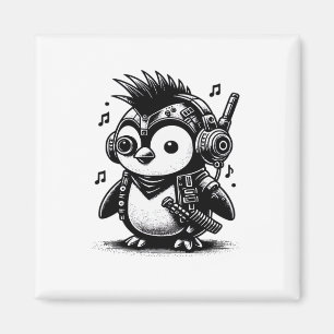 Whimsigoth Punkrock Weirdcore Pinguin Vintage Art  Magnet
