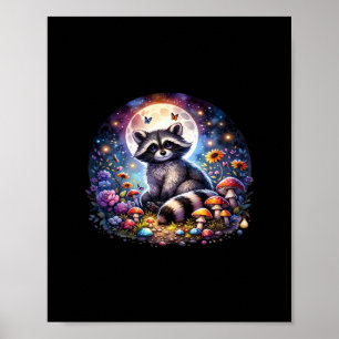 Whimsigoth Raccoon durch Mondlicht, Niedlicher far Poster