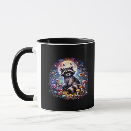 Whimsigoth Raccoon durch Mondlicht, Niedlicher far Tasse (Links)