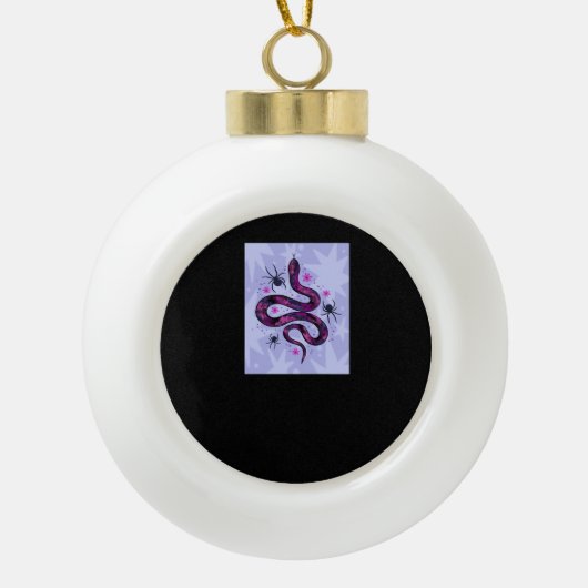 Whimsigoth Schlange Blume Keramik Kugel-Ornament (Vorderseite)