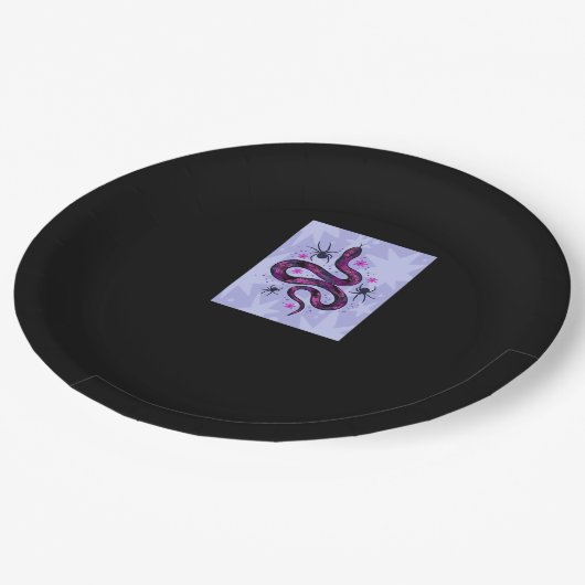 Whimsigoth Schlange Blume Pappteller (Schrägansicht)