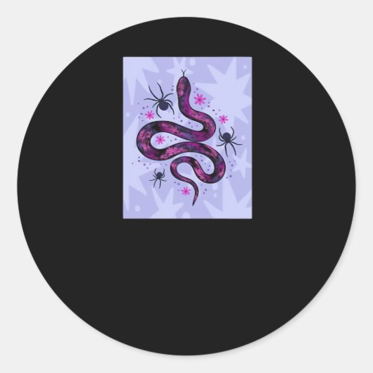 Whimsigoth Schlange Blume Runder Aufkleber (Vorderseite)