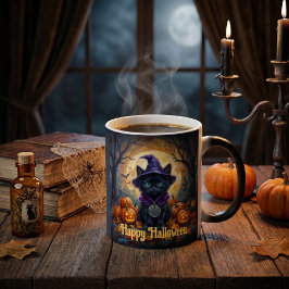 Whimsigoth schwarze Katze Algiz Rune Halloween Mag Verwandlungstasse