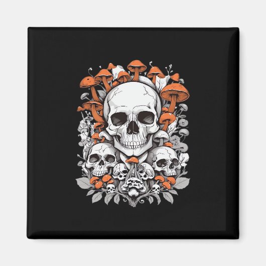 Whimsigoth Skulls & Mushrooms Vintag Botanische As Magnet (Vorne)