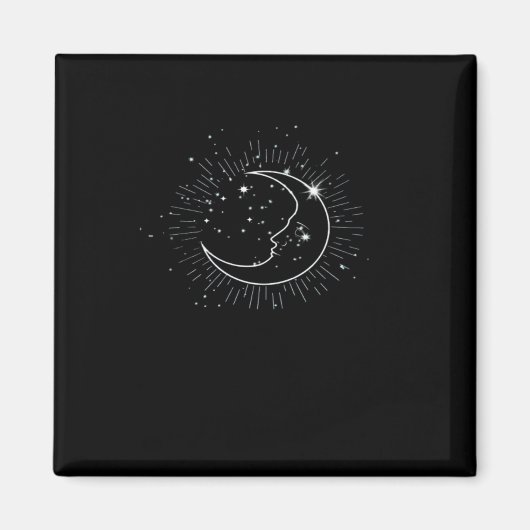 Whimsigoth Starry Night Moon Witchy Classic Magnet (Vorne)